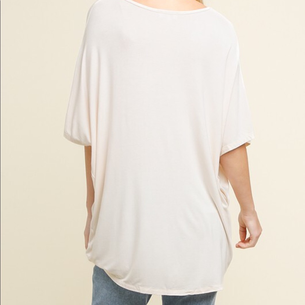 2 LEFT Ivory front Gathered top tunic - Picture 3 of 4